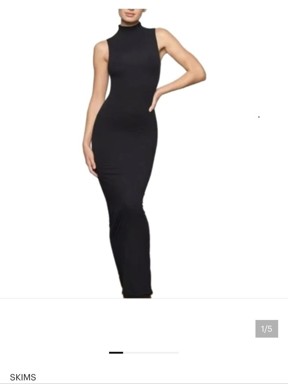 SKIMS Soft Lounge Sleeveless Mock High Neck Bodycon Maxi Dress Black Size 3X
